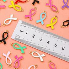 10/30/50 buc Pandantiv din aliaj de zinc cu panglică de satin cu o singură față, potrivit pentru brățări DIY de conștientizare a cancerului de sân, coliere, brelocuri, accesorii de bijuterii