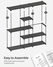 SONGMICS Portable Closet, Standing Closet Organizer, Clothes Rack With Shelves, Hanging Rods, Storage Organizer, For Cloakroom, Bedroom, 71.7 X 16.9 X 71.7 Inches, Black URYG037B02