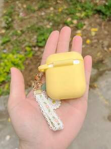 Apple 1pc Daisy Flower Keychain Earphone Cover Compatible With Airpods 4 Pro2 Airpods 3 Airpods2 1 Silicone One-Piece Soft