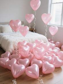 10-200pcs 10 Inch Pink Heart Shaped Latex Balloons, Suitable For Valentine's Day, Birthday, Wedding, Anniversary, Theme Party, Engagement, Home Decor, Party Supplies