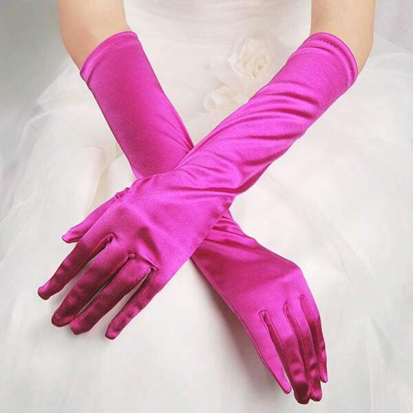 Satin Bridal Gloves, Formal Party Gloves For Wedding, Prom, Cocktail Dress
