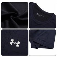 Under Armour Unisex Sports T-Shirts, Sweat-Wicking, Quick-Drying, Breathable Sports Short-Sleeved Dark Blue Round Neck Slim-Fit Football Knitted Short-Sleeved Solid Color Simple Casual T-Shirt 25500518-013 - Dark Blue - View 7