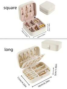 1 pieza Caja de joyería portátil de cuero PU, contenedor de almacenamiento de joyas resistente a la oxidación. Regalo ideal para el Día de San Valentín, Día de la Madre, Mujeres, Niñas, Navidad, Acción de Gracias, Año Nuevo y otras festividades - Multicolor - Ver 3