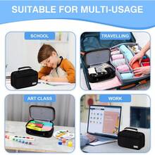 Estuche,VASCHY Estuches Lápices Papelería con Compartimento para Colegio Oficina Trabajo - Dinosaurio Rosa - Ver 7