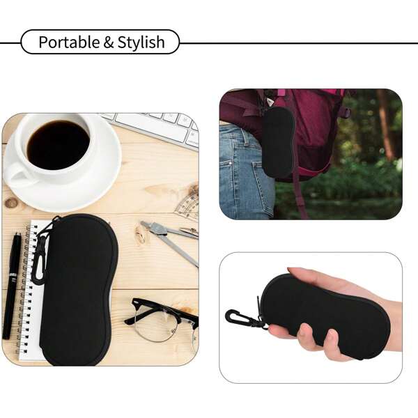 Zonnebril zachte etui Ultralichte neopreen brillenkoker met rits en riemclip