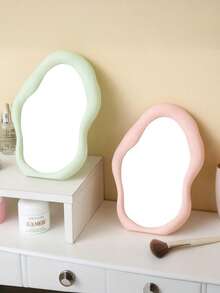 1pc Foldable Asymmetrical Cloud Shaped Makeup Mirror, Portable Vanity Mirror For Students, Can Stand Or Hang,Makeup,Cheap,Room Decor,Vanity,Travel,Bedroom,Makeup Accessories,Mirror,Vanity Mirror,Mini Mirror,Compact Mirror,Mirror Small,Hand Mirror,Cheap,Stocking Stuffers,Makeup,Makeup Tools,Cheap Stuff,Gifts,Gifts For Women,Christmas Gifts,Giveaways,Travel,Cheap Stuff,Travel Essential - Multicolor - View 4