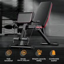 DDCAQIOUA Banc de musculation réglable pour la musculation à domicile, banc pliable pour développé couché, soulevé de terre et entraînement complet du corps. - Noir - Voir 2