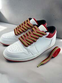 2pcs Colorful Woven Shoelaces - Fashionable Wide Design, Matching, Enhances Shoe Personalized