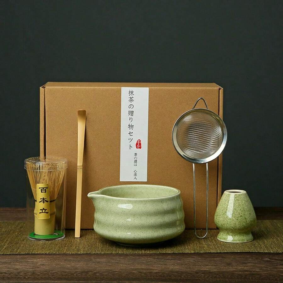 1pc/5pcs Japanese Matcha Bowl, Matcha Whisk, Matcha Scoop, Matcha Brush, Ceramic Tea Cup Set, Matcha Preparation Tools, Back To School Set, Holiday Gift Set, Halloween Gift