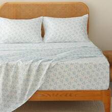 Black Sheets, Deep Pocket, 1800 Thread Count, Soft Breathable, Cute Printed Boho Farmhouse Bed Sheets, Up To 18 Inch - Blue - View 1