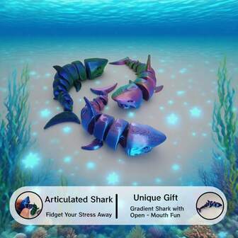 A Singular 3D-Printed Shark Sculpture, Crafted From Premium PLA Material. Available In A Curated Range Of Color Options, This Exquisite Piece Features A Fully Articulated Chain-Link Joint System With A Dynamically Adjustable Jaw That Moves Up And Down With Fluid Precision. Versatile Enough To Adorn Both Indoor And Outdoor Spaces, It Serves As A Striking Desktop Accent That Blends Artisanal Craftsmanship With Engaging Functionality