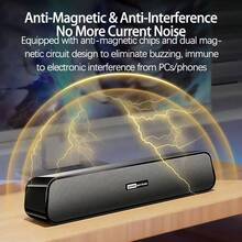 Lenovo Altavoz B01 con controladores duales, sonido potente, fuente de alimentación USB y transmisión dos en uno, cuerpo delgado, ahorra espacio, versátil para la oficina y el entretenimiento. - Negro - Ver 1