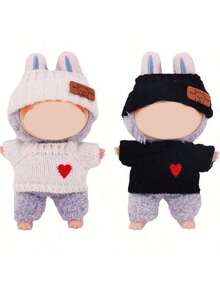 圣诞礼物（仅衣服）]第一代/第二代盲盒拉布拉布派对娃娃衣服，拉布拉布爱心毛衣，熊标志帽子（不含娃娃） - 彩色 - 查看 1