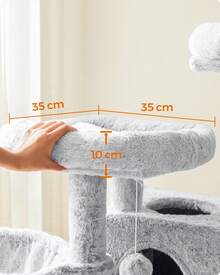 Feandrea Cat Tree, Cat Tower For Large Cats, Ultra-Soft, White-Grey Ombré - 灰色 - 查看 4