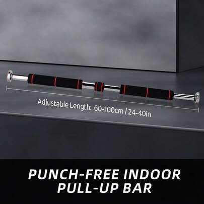 DDCAQIOUA Pull-up trainer, barra orizzontale per telaio porta, intervallo regolabile da 60 cm a 100 cm, installabile senza viti, antiscivolo, presa salda, maniglie in schiuma, adatta per l'allenamento a casa