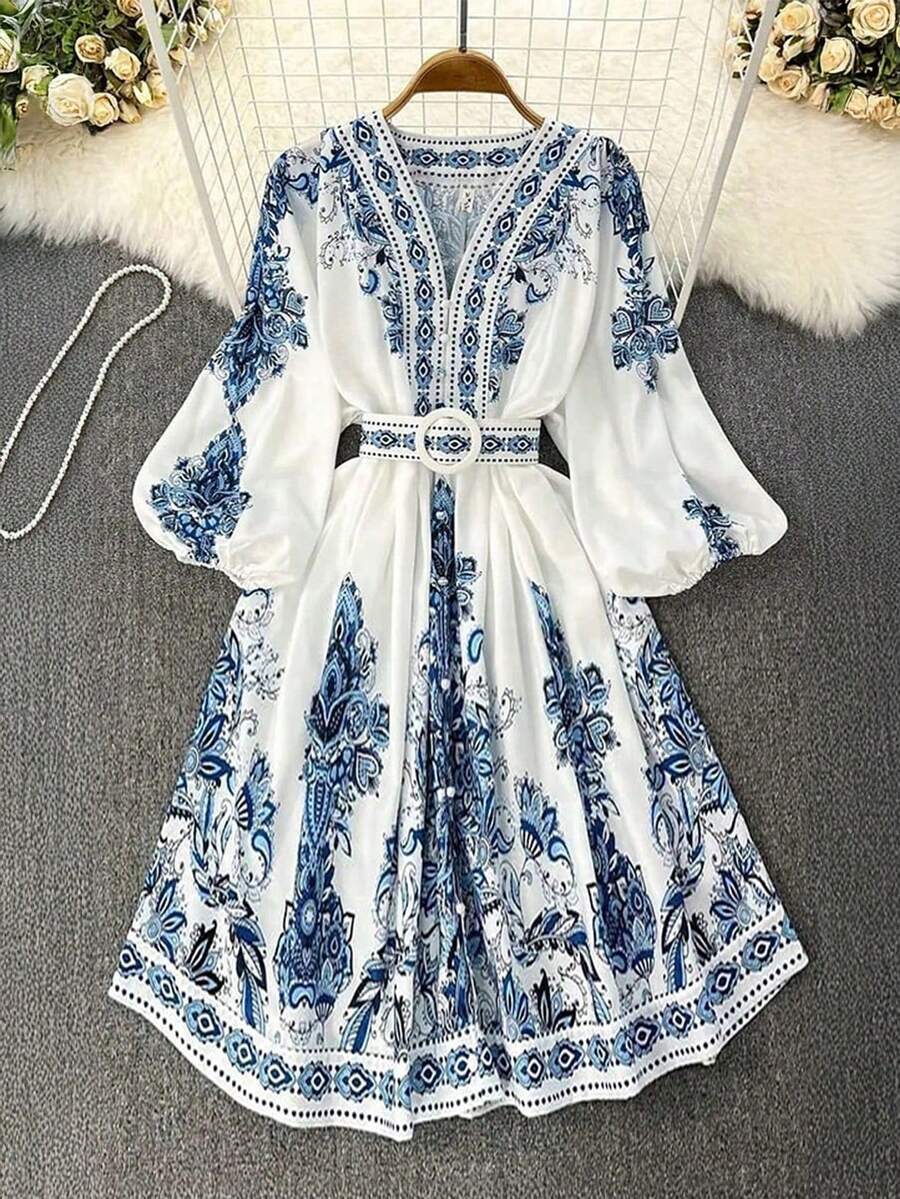 休闲时尚中长度假连衣裙