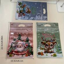 100pcs Christmas Gift Bags, Plastic Stand-Up Pouches, Mixed Color Festive Packaging, With Santa, Reindeer & Snowman Designs, For Holiday Presents, Snacks, And Party Favors, Suitable For Christmas, New Year, And Thanksgiving(10/50/100pcs)