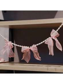 1/2 chiếc vòng hoa nơ đính ngọc trai giả, trang trí treo thanh lịch, vòng hoa đính cườm thủ công, thích hợp trang trí nhà cửa, đám cưới, ngày Valentine, tiệc tùng, ngày lễ, món quà ấm áp dành cho mẹ. - Nhiều màu - Xem 9