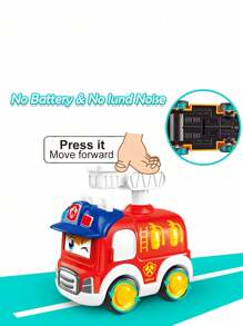 1PC Kid Cartoon Press-Toy Car Ambulance Police Cars Fire Truck Toys-Manual Operation, Colorful Plastic Body Perfect Gift For Boy And Girl,Back To School