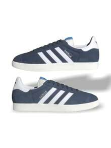 Adidas Gazelle 系列男女款运动鞋，绒面革鞋面，经典复古风格，现代舒适，日常百搭，二手墨色 IG6212 - 藍白 - 查看 2