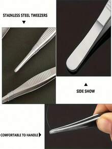 A Set Of Long Stainless Steel Tweezers Including A Pair Of Elbow Tweezers And A Pair Of Straight Tweezers Is Suitable For Outdoor Bonsai Tools, Repair, Barbecue, DIY Beaded Jewelry Tools, Etc. - Multicolor - View 3
