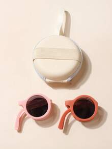 1/2/6 PCS Baby Glasses+1 Pc Glasses Bag,For 2-5 Years Old,Baby Boy And Baby Girl Glasses,Foldable Glasses, Portable Glasses,Cool,Cute,Round Glasses, Decorative Glasses,Baby Glasses Gift,Spring Accessories,Summer Accessories