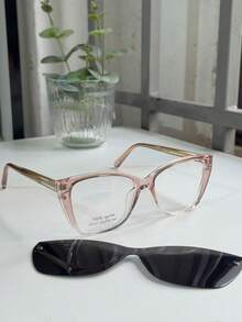 New Model Women's Eyeglass Frame / Glossy Side / Colorful Colors / WITH 2-In-1 FLANNEL CASE 65101 - 淺粉色 - 查看 5