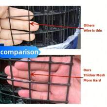 1 片黑色金属丝网焊接铁丝网花园围栏五金布，焊接铁丝网，鸡笼网，兔子网，隔离栅栏，黑色乙烯基涂层焊接围栏网，用于花园、家庭、鸡、鹿、兔子 - 黑色 - 查看 6