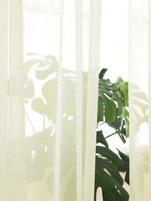 1pc Elegant Sheer Apricot Voile Curtain With Transparent Rod Pocket Design, Suitable For Bedroom, Living Room, Kitchen, Bathroom, Modern Home Decor - Apricot - View 2