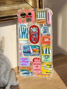 Shockproof Retro Style Fashion Phone Case 1pc Retro Colorful Sardine Can Graphic Phone Case Transparent Protective Cover Compatible With Samsung/Apple Waterproof Anti-Fall Scratch Resistant International Version Not The Domestic Version Spring Gift - Multicolor - View 2