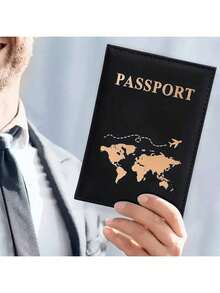 PU Map Passport Book, Passport Protection Case, Ticket Holder, Travel Document Storage Folder,PU Leather Passport Cover, Travel Wallet Case Organiser For Passport, Ticket, Boarding Pass, Business Card, Credit Card - Multicolor - View 2