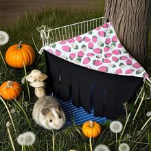 Small Pet Hideaway House, Hanging Corner Hideout For Small Animals, Cozy Corner Pet Hammock Tent, Washable Play & Resting Habitat For Hamsters, Ferrets, Squirrels, Sugar Gliders, Chinchillas, Rabbits, Hedgehogs (Exclusive Pattern)