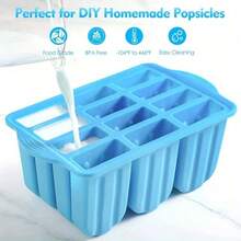 Homemade Popsicle Maker - 12-Cavity Silicone Mold With Lid, 50 Sticks/Bags/Ties + Tools - Foldable, Easy To Use - Ideal For Summer Parties & Gatherings - 藍色 - 查看 3