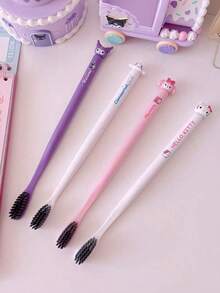 Sanrio 1 Hello Kitty Cute Cartoon Soft Bristle Portable Toothbrush With Storage Case, Deep Cleaning Effective, Compact Individual Packaging, Suitable For All, Great For Christmas And New Year Gifts