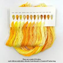 100 件渐变绣花线套装，10 种颜色 | 6 层工艺线 | 每股 47.2 英寸 | 适用于十字绣、缝纫、DIY | 高品质刺绣用品