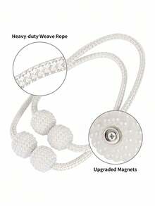 4 件套磁性窗帘系带，带仿珍珠装饰 - 经典涤纶绳窗帘钩，适用于家居装饰/客厅/卧室/厨房/酒店/汽车旅馆/公寓/宿舍/学校 - 彩色 - 查看 6