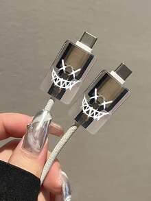 5pcs Black/White/Pink Pattern Cable Protectors, Compatible With IPhone 13/12/11, 18W -Free Charging Accessory, Plastic, Fashionable Gift For Boyfriend/Girlfriend - UK Version - Multicolor - View 6
