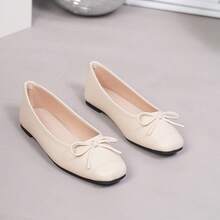 New Elegant Lightweight Women's Flats, Solid Color Preppy School Style Bowknot Mary Jane Shoes, Suitable For Office Wear In Spring, Summer And Autumn