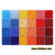 24格3毫米彩色玻璃珠，适用于手工珠宝制作、手链和项链DIY配件、万圣节、圣诞节和糖果珠DIY工艺品，批发散装商品[12000颗/盒] - 12000pcs/box - 查看 13