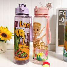 4 Colors Available! 1pc 800ml Cartoon Water Bottle, Toddler Anti-Spill Straw Cup, Kindergarten Drinking Cup, Large Capacity Portable Children's Water Bottle Leak-Proof Straw Cup, Summer Large Capacity Sports Water Bottle, Best Gift For Girls And Boys - Multicolor - View 3