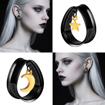 2个水滴形耳扩，新款耳塞，耳洞，适合拉伸耳垂，低过敏性316不锈钢耳饰，女士款