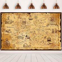 1 Stück Piratenschatz-Karten Hintergrund, Piraten-Themen Hintergrund, Schmuck-Karten Banner Fotografie für Halloween Party Dekoration, Karneval Geburtstag