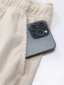 男士加大码灯芯绒直筒裤，宽松休闲高街时尚休闲裤，轻便，适合春秋夏季 - 杏色 - 查看 5