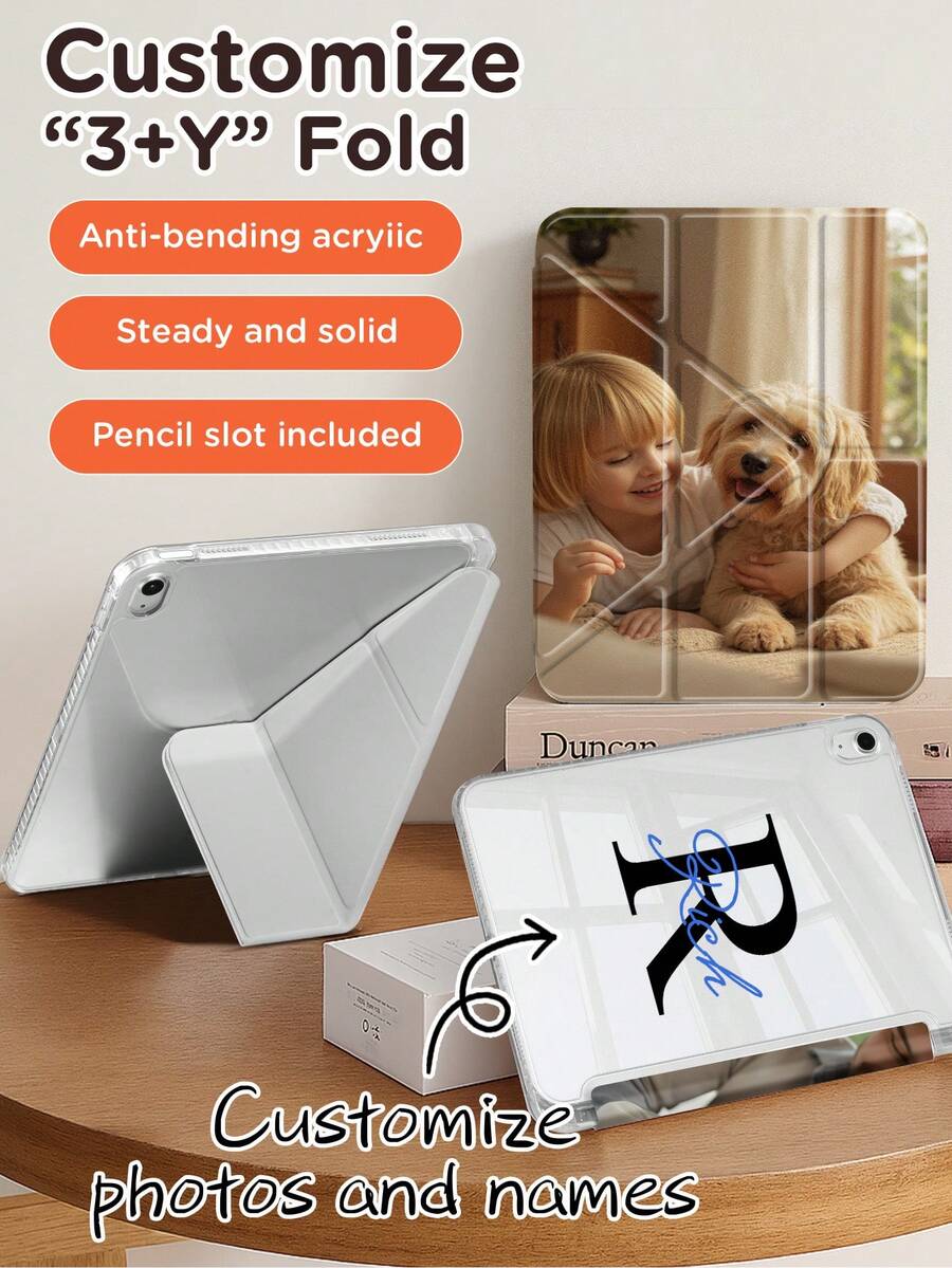 Ayotu Benutzerdefinierter Y-förmiger faltbarer iPad-Schutzhülle kompatibel mit iPad der 10. Generation, iPad Mini 4/5/6/7/9.7/10.2/10.5/10.9/12.9/Pro 11, Schutzhülle unterstützt Mehrwinkel-Einstellung, sechs Möglichkeiten zum Aufstellen des Ständers und einen integrierten Stiftschlitz. Der Stiftschlitz ist kompatibel mit iPad Air 11 Zoll (M2) - 2024 - Verschiedenfarbig - Übersicht 1