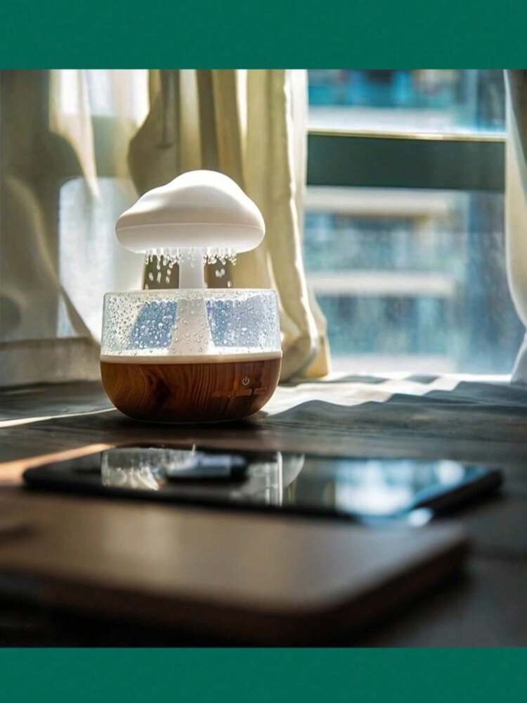 1pc Mushroom Cloud USB Humidifier With 7-Color LED Night Light, Quiet Ultrasonic Portable Indoor Humidifier, No Battery Required, Home Use Electronic Device With LED Light Source - Multicolor - View 3