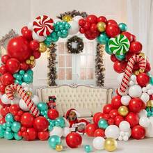 144 piezas Conjunto de globos navideños - Globos de caramelo rojos, blancos y dorados para decoración de fiestas