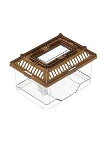 1pc Small Turtle/Fish Tank With Handle And Lid, Suitable For Hermit Crab Keeping - Multicolor - View 8