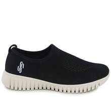 Usaflex Women's Slip-On Comfort Knit AE2208 Casual Sneakers - 黑與白 - 查看 1