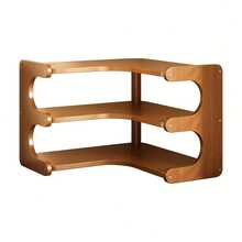 1pc Multi-Tier Bamboo Corner Desk Shelf - Natural Wood Rectangular Corner Organizer For Plants, Books & Stationery - Space-Saving Desktop Storage With Easy-Clean Design, Desk For Bedroom, Bookshelf Organizer, Clean Aesthetic, Durable Construction - 彩色 - 查看 5