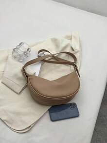 Túi đeo chéo yên xe thời trang giản dị dung tích lớn đa năng thiết kế tối giản màu trơn khóa kéo, túi đựng đồ đi làm - Màu Khaki - Xem 10